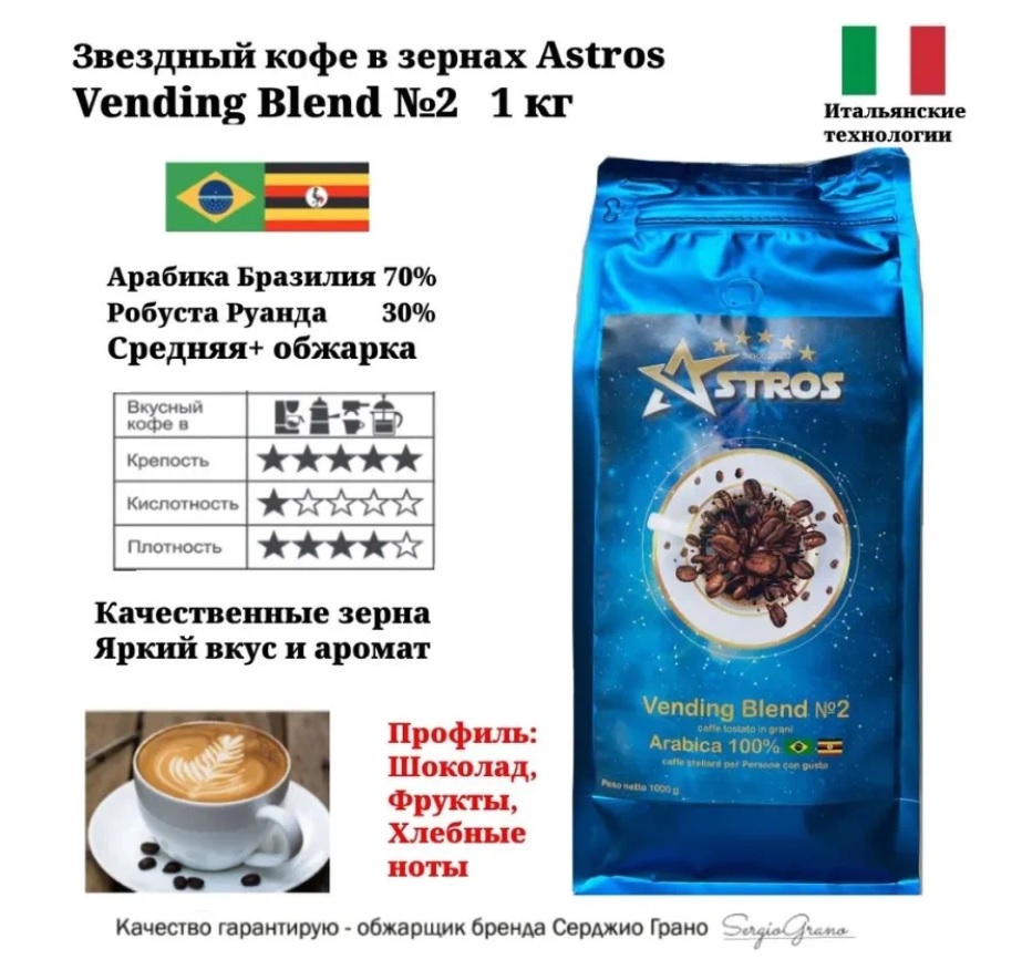 Кофе в зернах Astros Blend Mix №1 100% арабика 1 кг