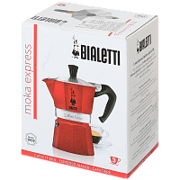 Гейзерная кофеварка Bialetti Moka Express red 3 порции красная СЛ
