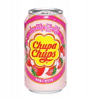 Газированный безалкогольный напиток Chupa Chups со вкусом клубника крем, 345 мл