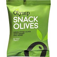 Оливки OLYMP зеленые без косточки с имбирем и травами 70 г